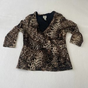 CHICOS Animal Print Blouse Size 2